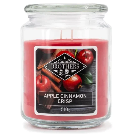 Rote Candle Brothers Duftkerze im Glas mit zwei sichtbaren Dochten