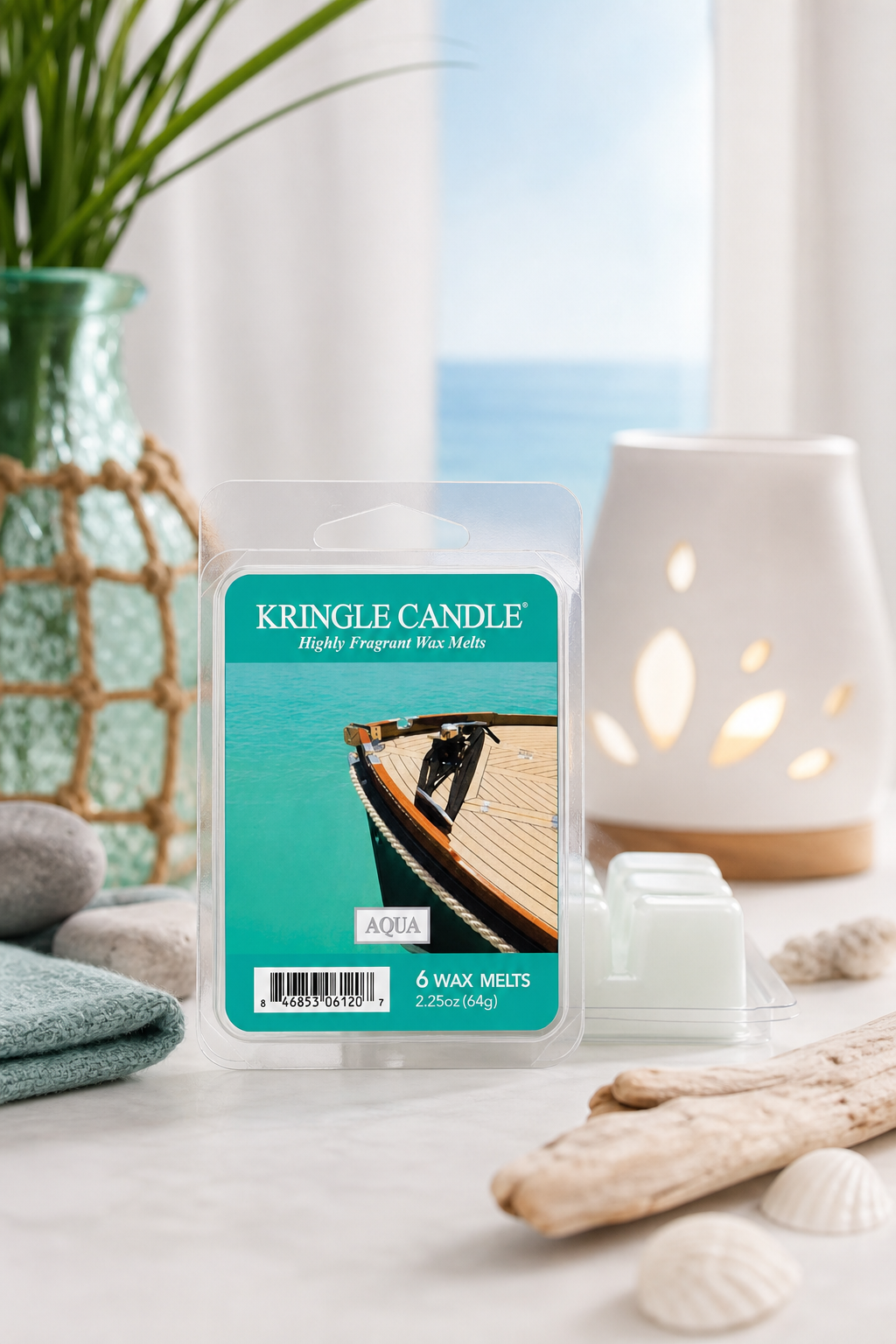 Aqua Wax Melts 64g in einer stimmungsvollen Anwendungsszene