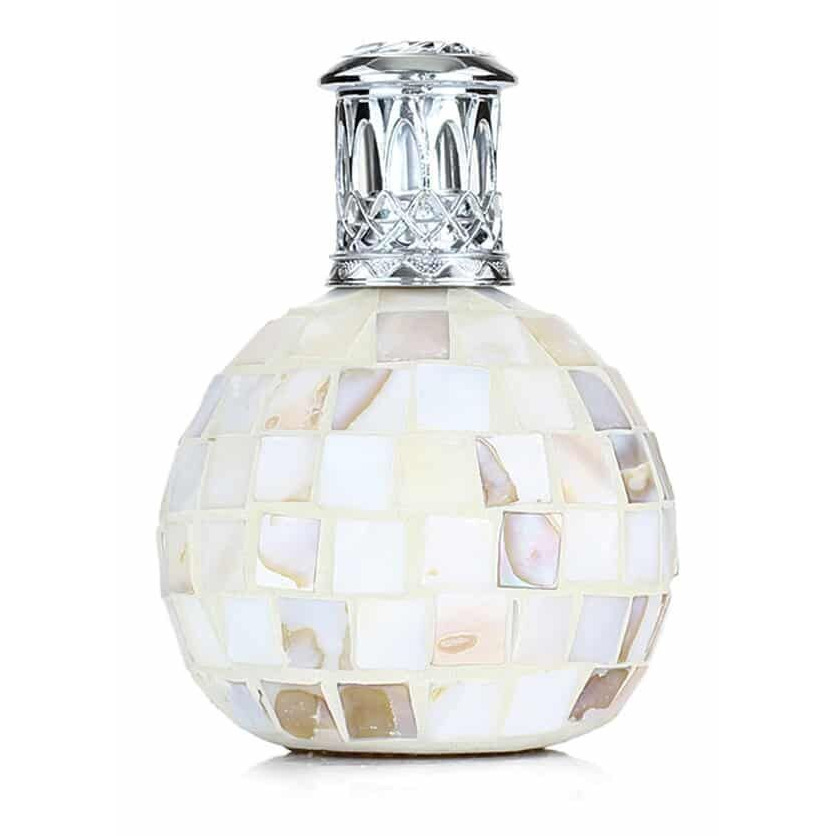 Arctic Tundra Duftlampe S Kugelförmige Duftlampe mit mosaikartiger Oberfläche und silberfarbenem Aufsatz