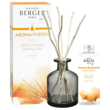 Aroma Energy Diffuser mit Duftstäbchen, Nachfüllflakon und Verpackung