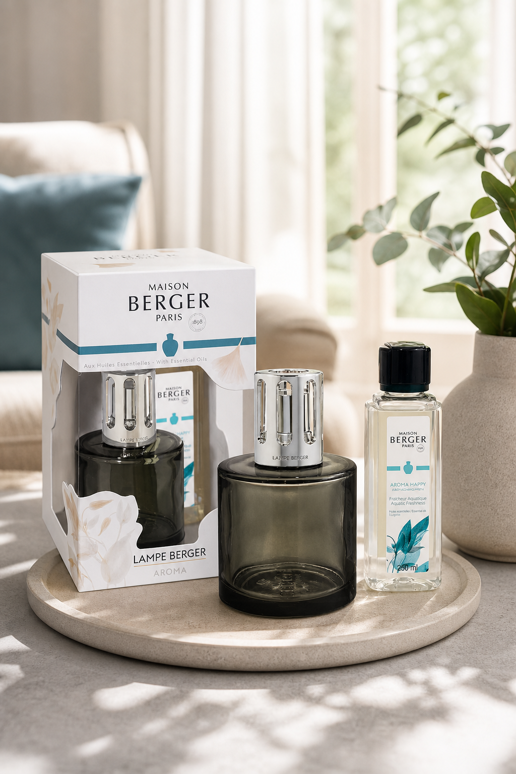 Aroma Happy Lampenset 250ml Schwarz in einer stimmungsvollen Anwendungsszene