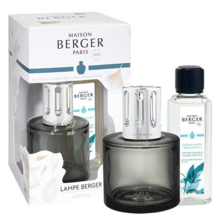 Maison Berger Aroma Happy Lampe mit Verpackung und Flüssigkeitsflasche