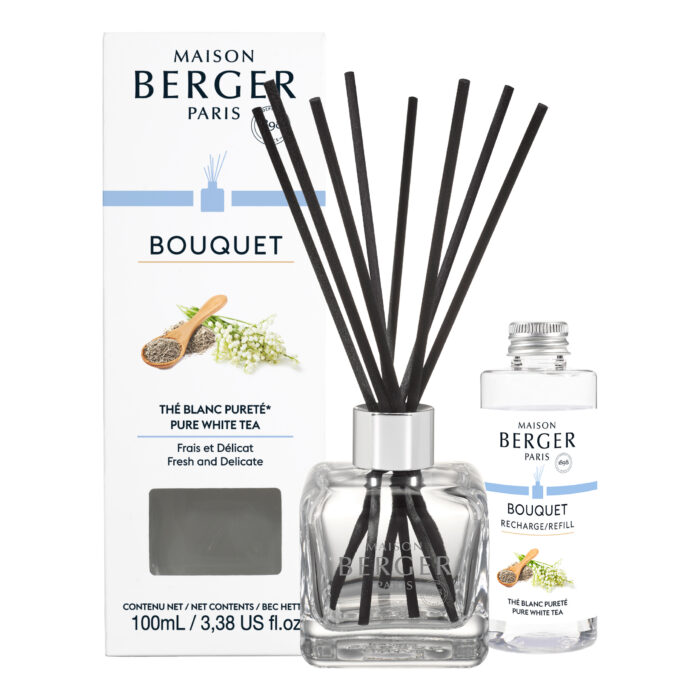 Maison Berger Diffuser mit Duftstäbchen, Verpackung und Bouquet Nachfüllflasche