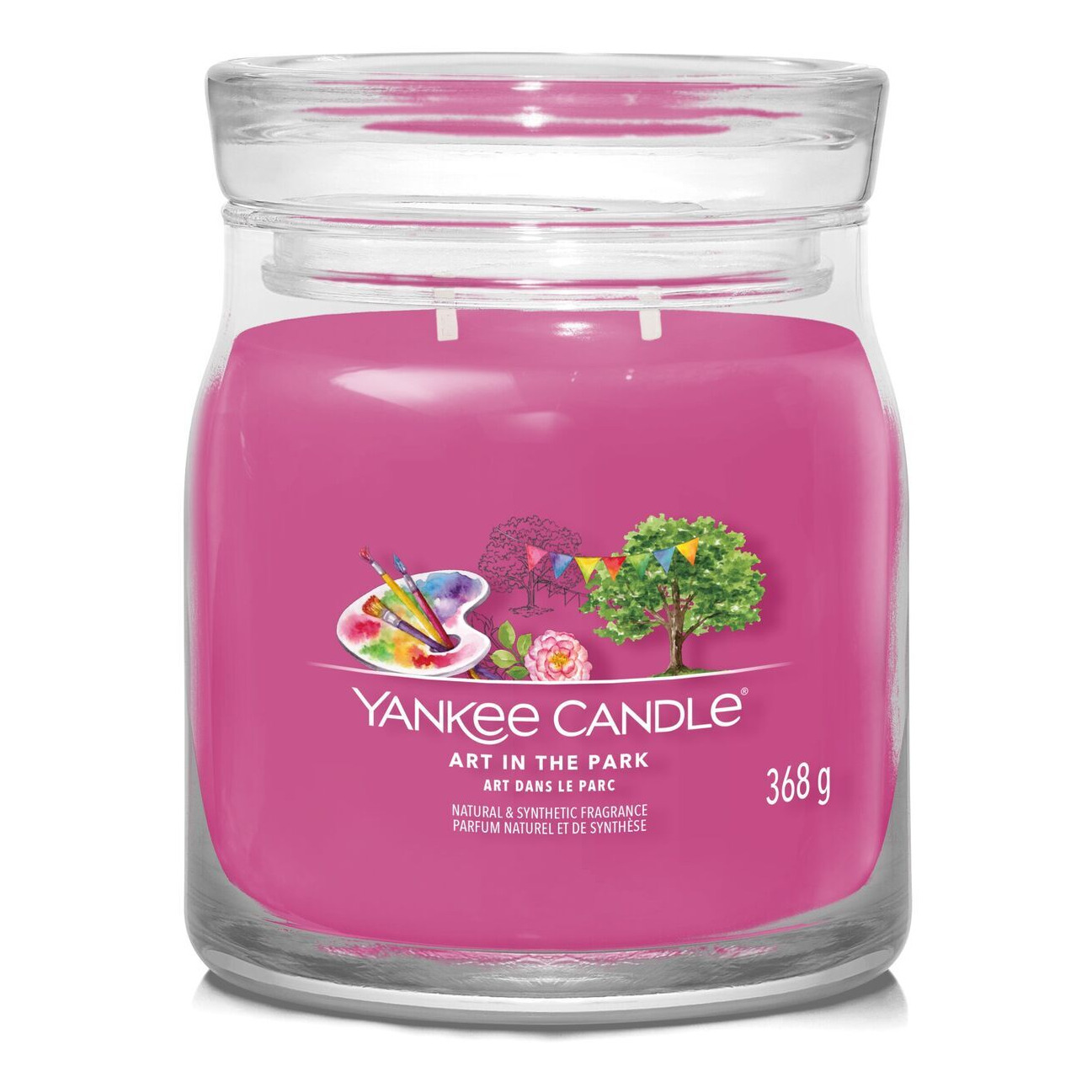 Yankee Candle Art in the Park Pinke Yankee Candle im Glas mit zwei Dochten und Art-in-the-Park-Etikett