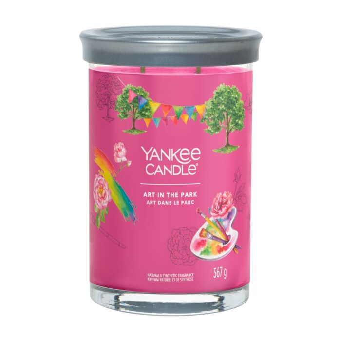 Pinke Yankee Candle Art in the Park Duftkerze im Glas mit Deckel
