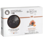 Maison Berger Verpackung mit schwarzem Autoduft-Diffusor und Duftabbildung