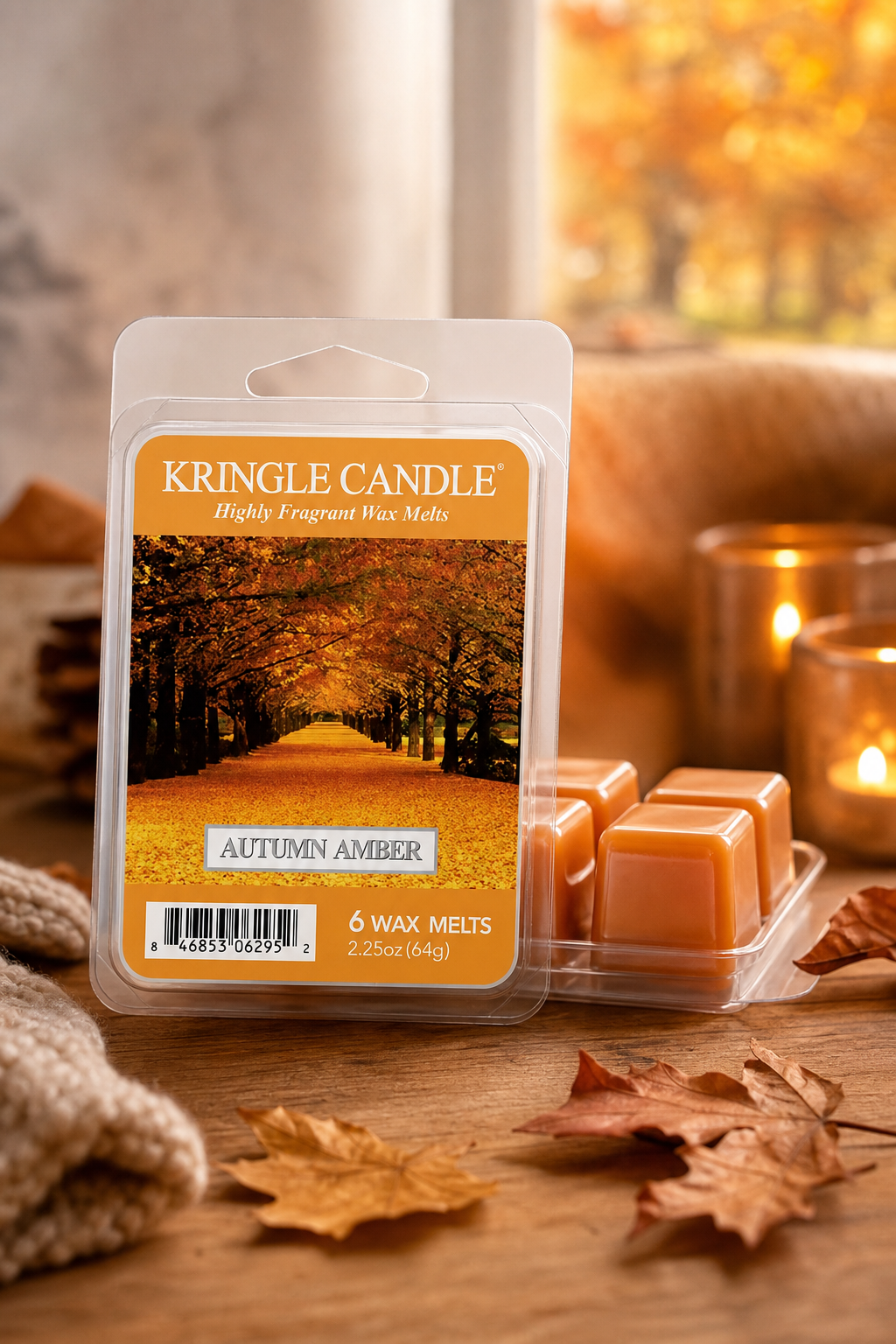 Autumn Amber Wax Melts 64g in einer stimmungsvollen Anwendungsszene