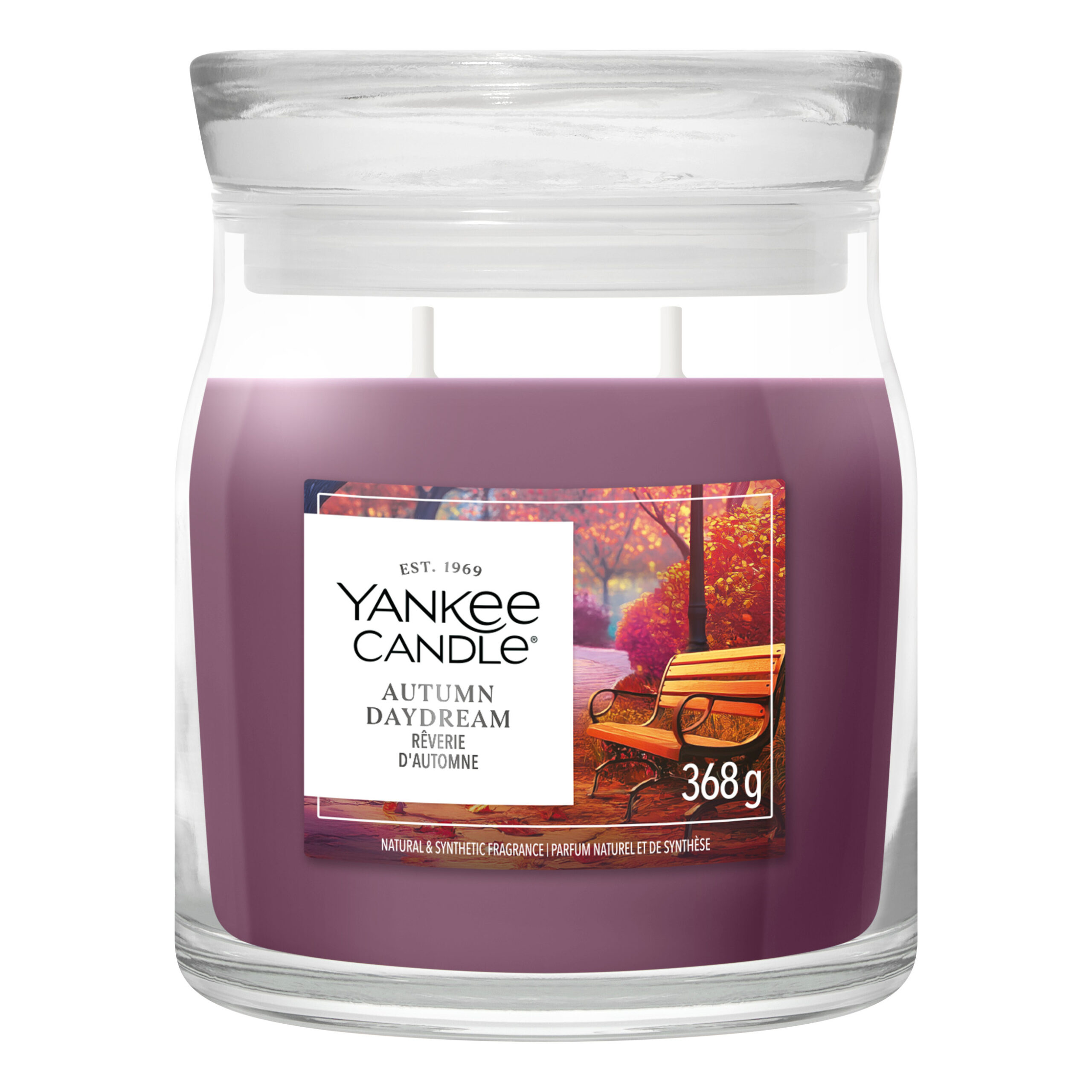 Votivkerze, Yankee Candle, Autumn Daydream, Lila, Glasbehälter Autumn Daydream Signature Medium Jar 368g 2-Docht – Hauptansicht