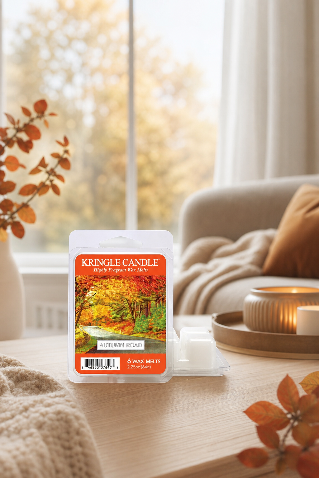 Autumn Road Wax Melts 64g in einer stimmungsvollen Anwendungsszene