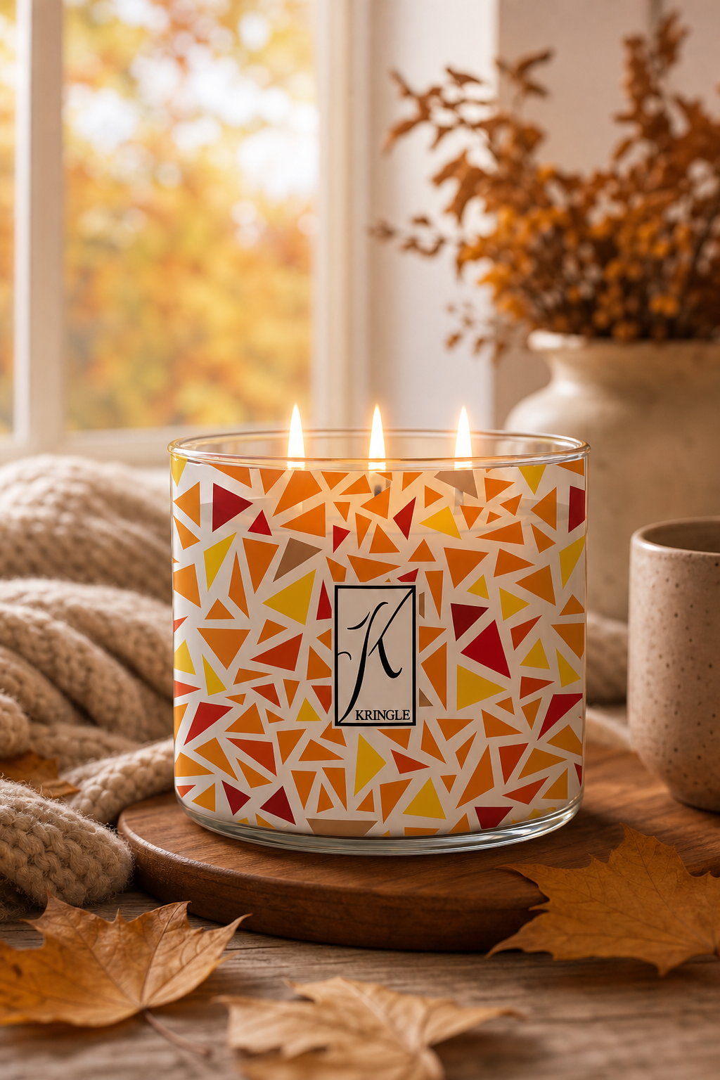 Autumn Spice 396g Tumbler 3-Docht in einer stimmungsvollen Anwendungsszene