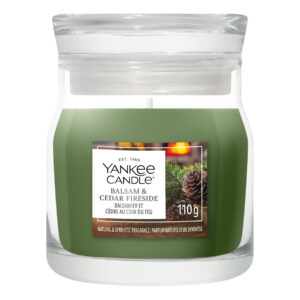 Yankee Candle Balsam & Cedar Fireside Kerze im Glas mit Etikett