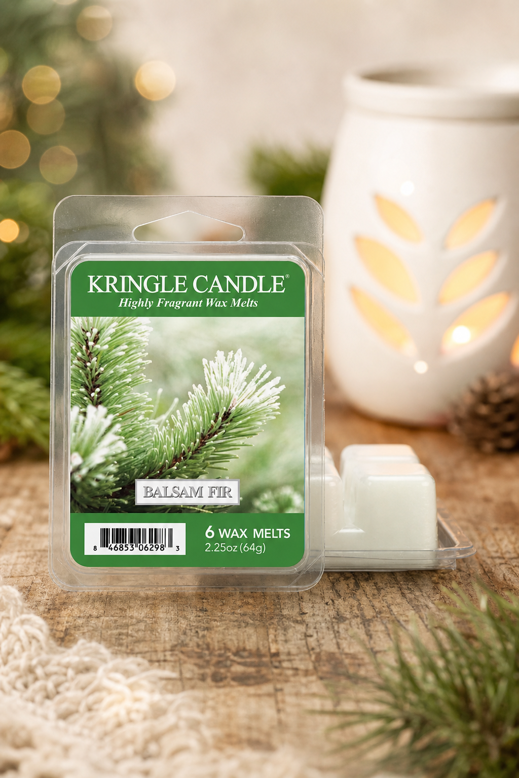 Balsam Fir Wax Melts 64 g in einer stimmungsvollen Anwendungsszene