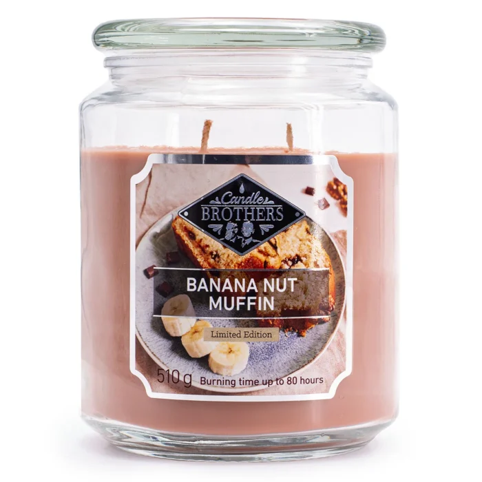 Candle Brothers Kerze im Glas mit Banana Nut Muffin Etikett