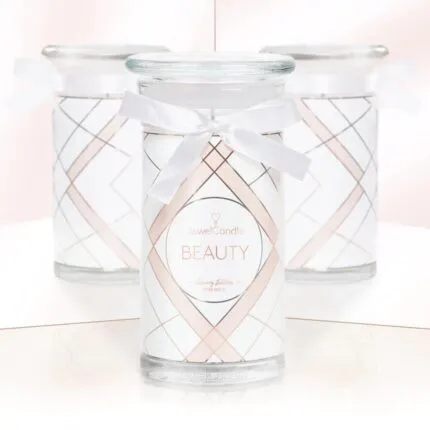 Beauty Luxury Edition Kerze mit weißer Schleife und geometrischem Dekor
