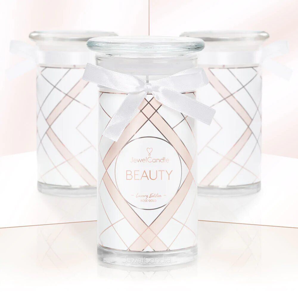Beauty Luxury Edition Kerze Beauty Luxury Edition Kerze mit weißer Schleife und geometrischem Dekor