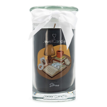 JewelCandle Bedtime Stories Kerze im Glas mit weißer Schleife