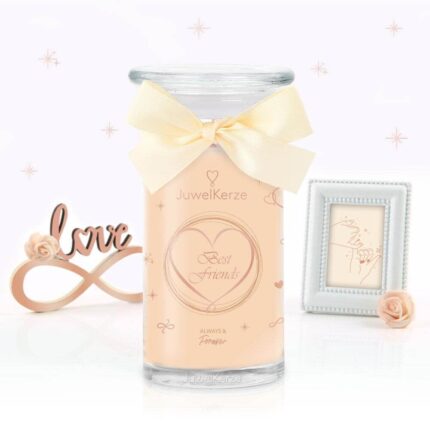 Best Friends Kerze im Glas mit Schleife und sichtbarem Armband