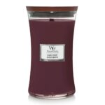 WoodWick Black Cherry Kerze im Glas mit sichtbarem Docht