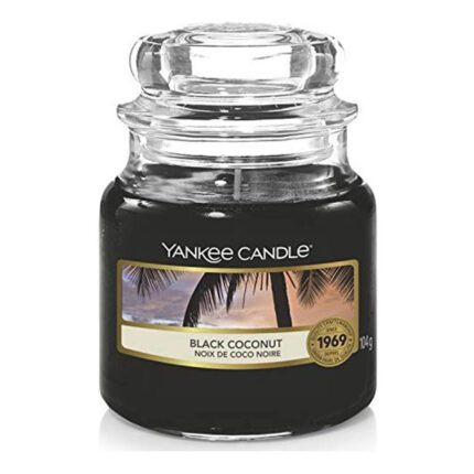 Yankee Candle Black Coconut Kerze im Glas mit Palmblattmotiv