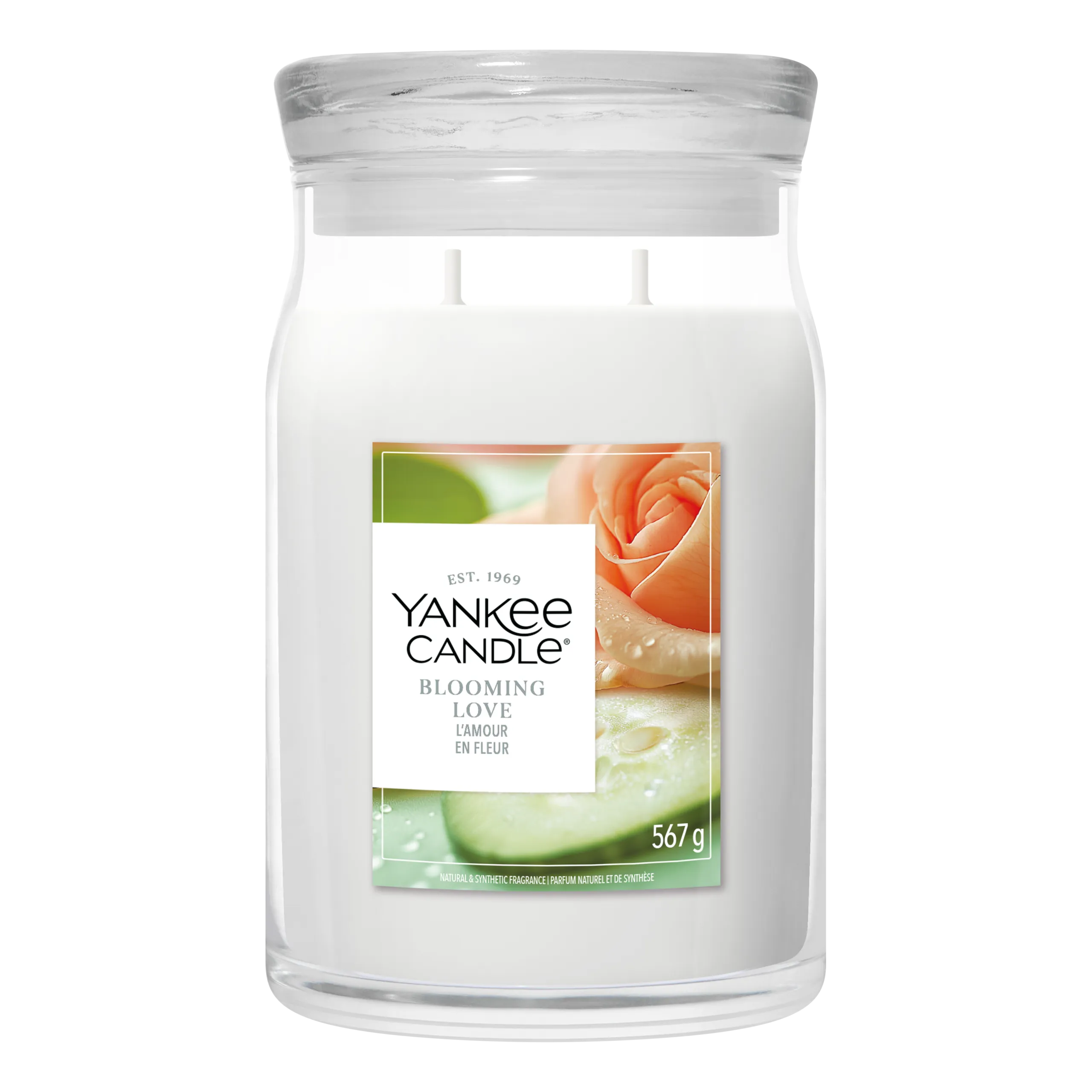 Blooming Love Duftkerze im Glas Yankee Candle Blooming Love Kerze im Glas mit sichtbarem 567-g-Etikett