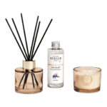 Maison Berger Liliflora Duftset mit Diffuser und Kerze auf einer Tischfläche