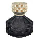 Schwarze Maison Berger Lampe mit gemustertem goldfarbenem Aufsatz