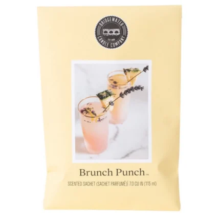 Vorderseite des Brunch Punch Duftsachets mit Getränkemotiv und Markenlogo