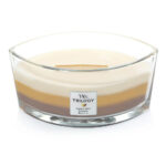 WoodWick Trilogy Kerze im Glas ohne Deckel mit sichtbarem Docht