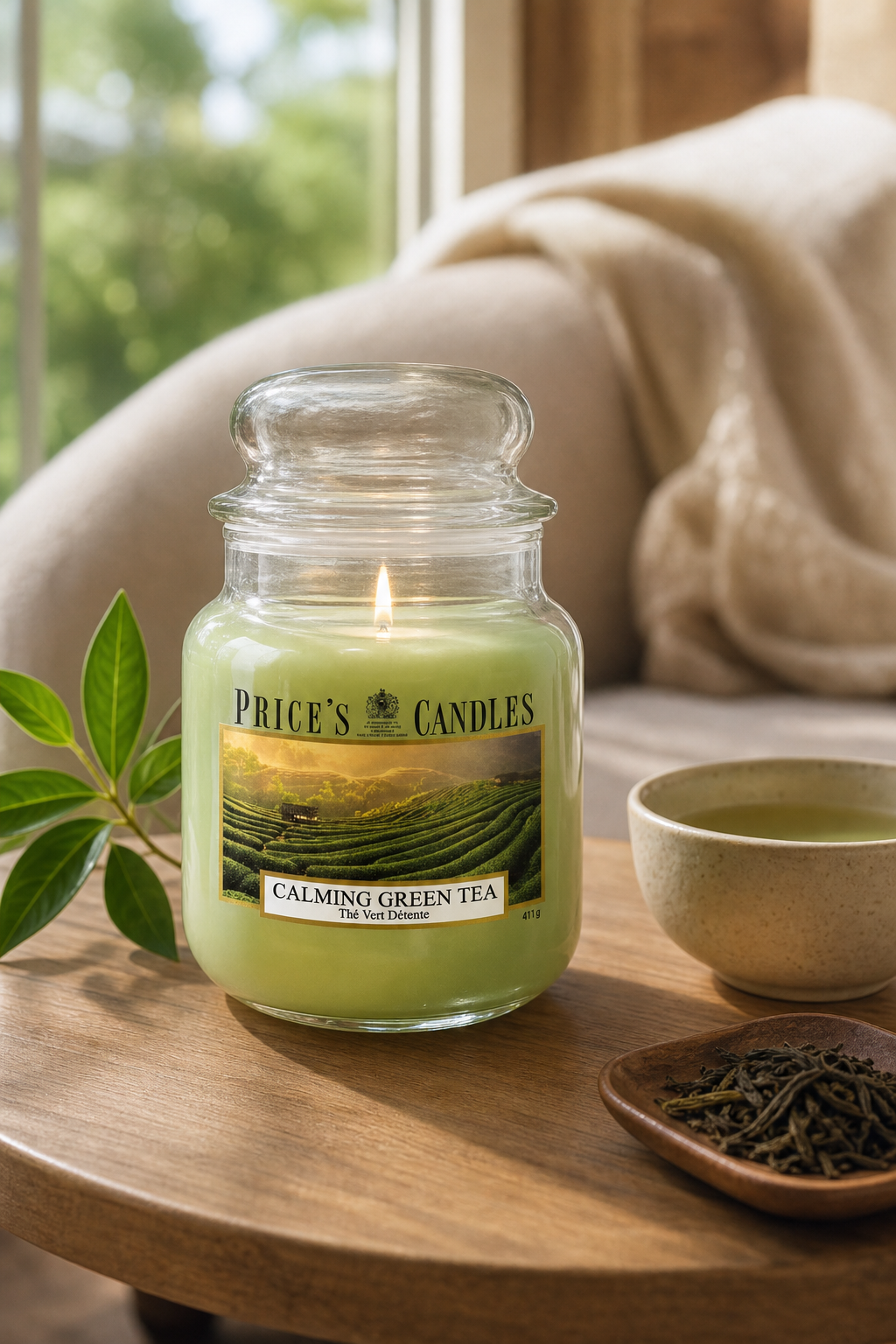 Calming Green Tea 411g in einer stimmungsvollen Anwendungsszene
