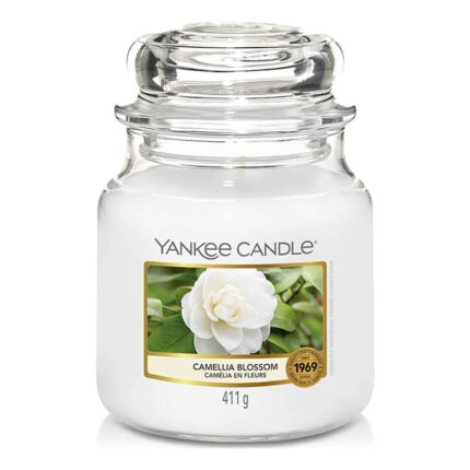 Yankee Candle Camellia Blossom Kerze im Glas mit Deckel und Blumenetikett