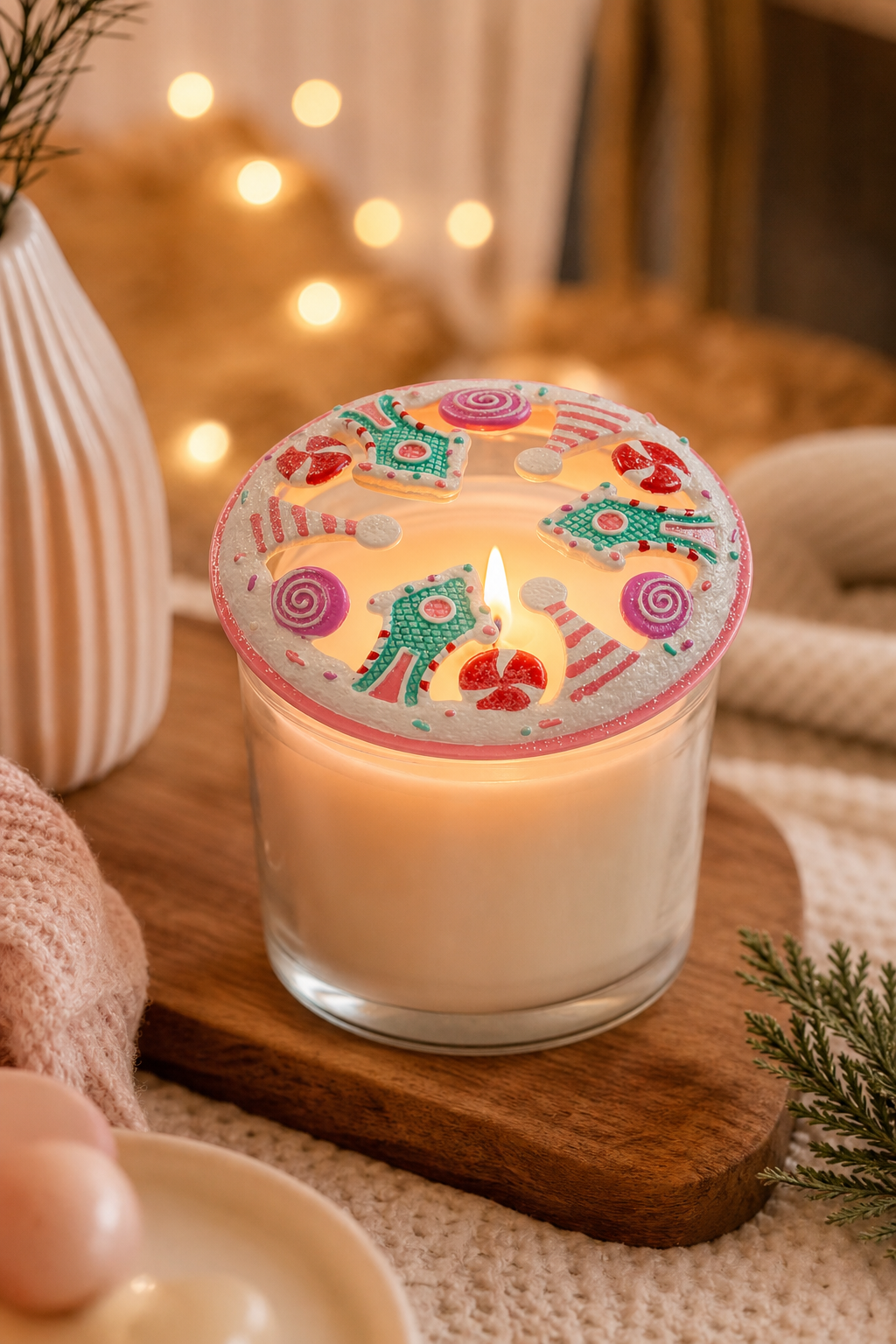 Candle-Lid, Bunt in einer stimmungsvollen Anwendungsszene