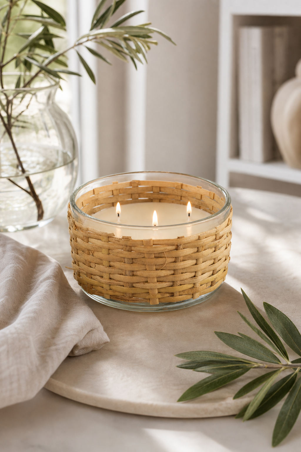 Candle Junco weiß in einer stimmungsvollen Anwendungsszene