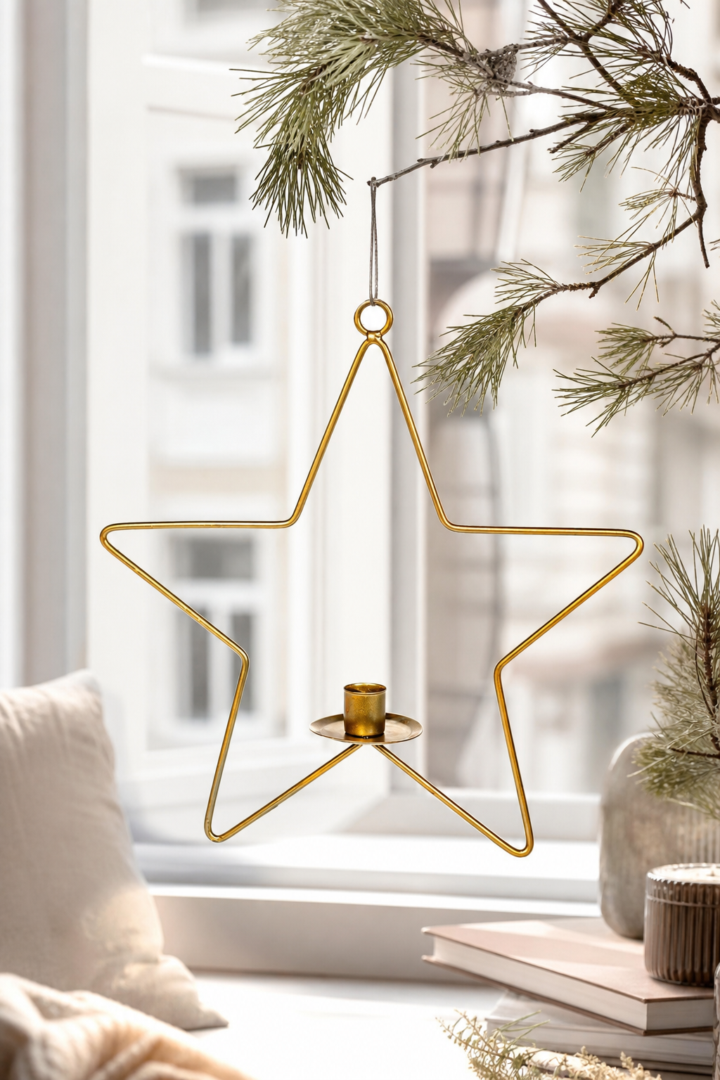 Candle Star Grue L Kerzenhalter Gold in einer stimmungsvollen Anwendungsszene