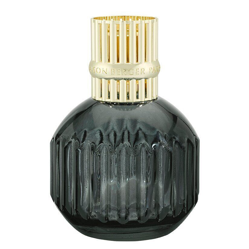 Graue Lampe Berger Graue Lampe Berger mit geriffeltem Korpus und goldfarbenem Gitteraufsatz