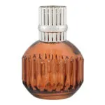 Orangefarbene Lampe Berger mit silberfarbenem, geriffeltem Aufsatz