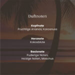 Duftnoten von Black Coconut mit Ananas, Kokosnuss, Kokosblüte, Holz und Moschus