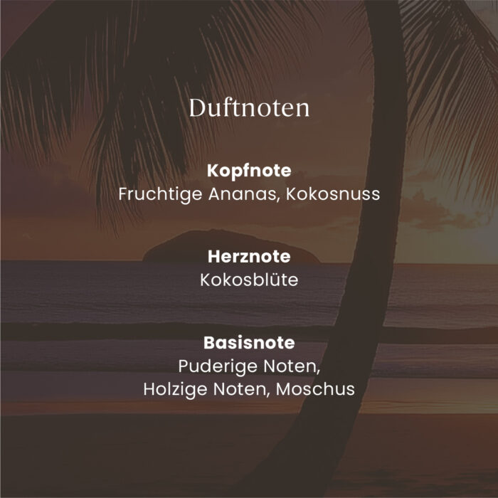 Duftnoten von Black Coconut mit Ananas, Kokosnuss, Kokosblüte, Holz und Moschus