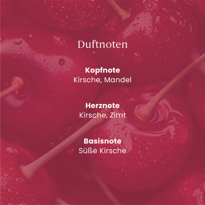 Duftnoten von Black Cherry mit Kirsche, Mandel, Zimt und süßer Kirsche