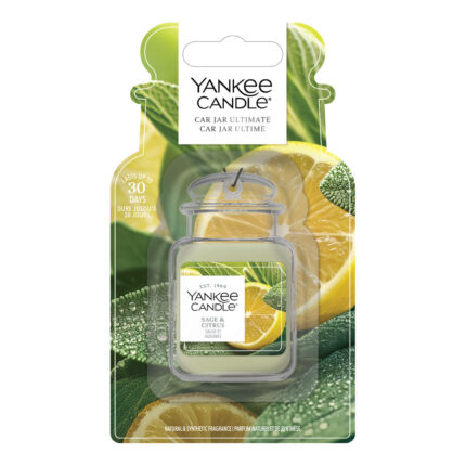 Verpackter Yankee Candle Car Jar Ultimate Sage & Citrus mit Zitronenmotiv