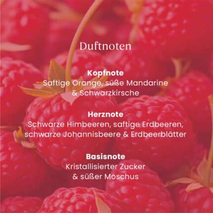 Duftnotenübersicht mit Kopf-, Herz- und Basisnoten von Red Raspberry