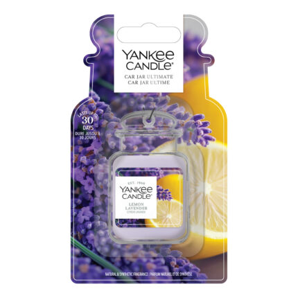 Yankee Candle Lemon Lavender Car Jar Ultimate in Verpackung mit Lavendel- und Zitronenmotiv