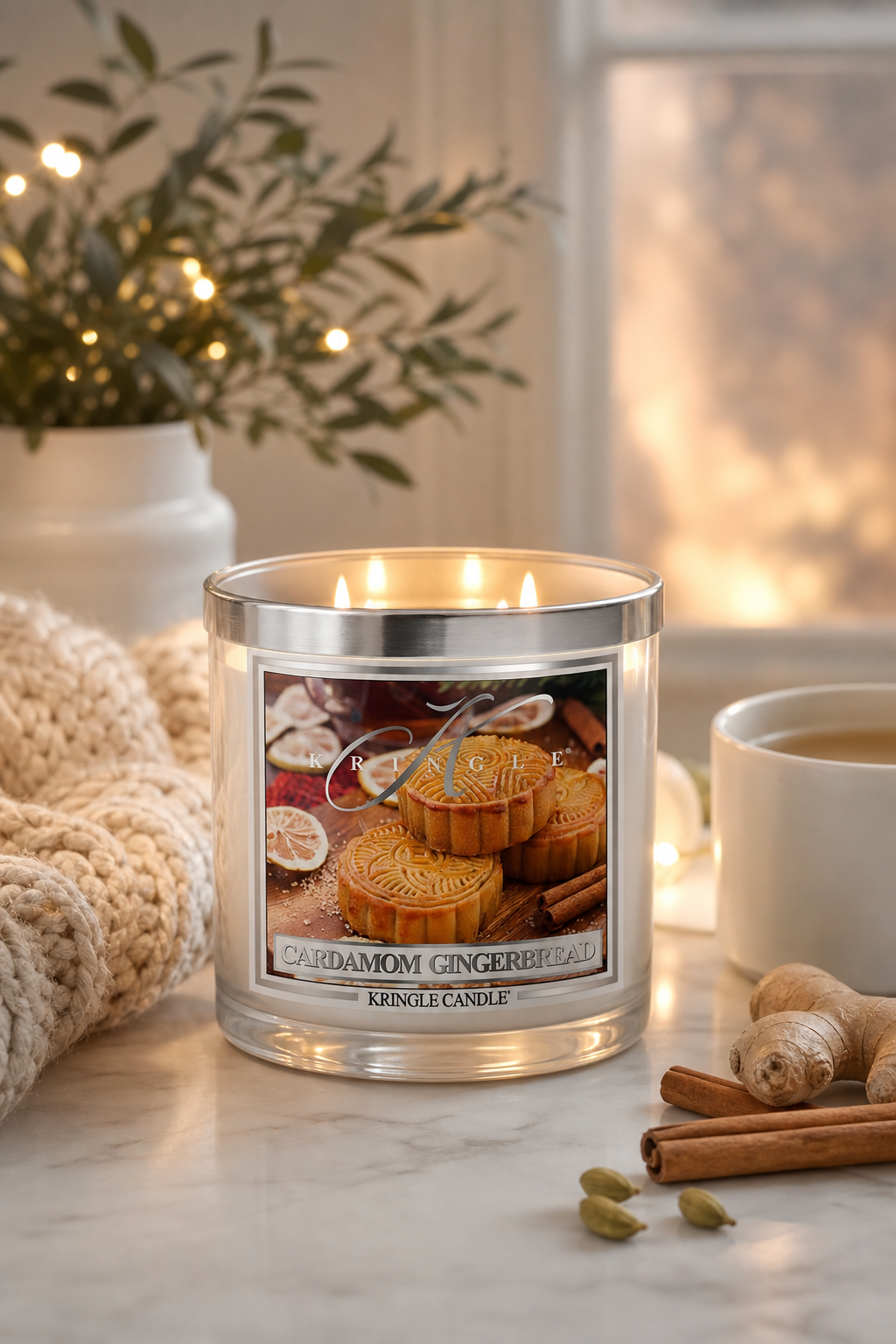 Cardamom Gingerbread 396 g Tumbler 3-Docht in einer stimmungsvollen Anwendungsszene
