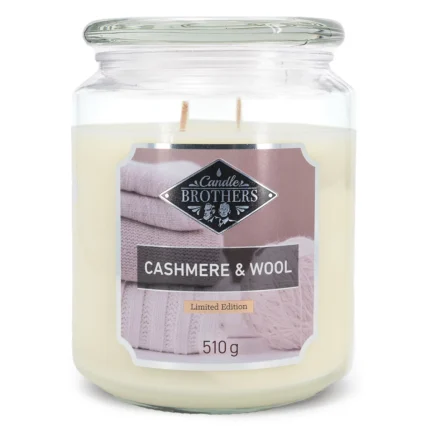 Candle Brothers Cashmere & Wool Duftkerze im Glas mit Deckel und zwei Dochten