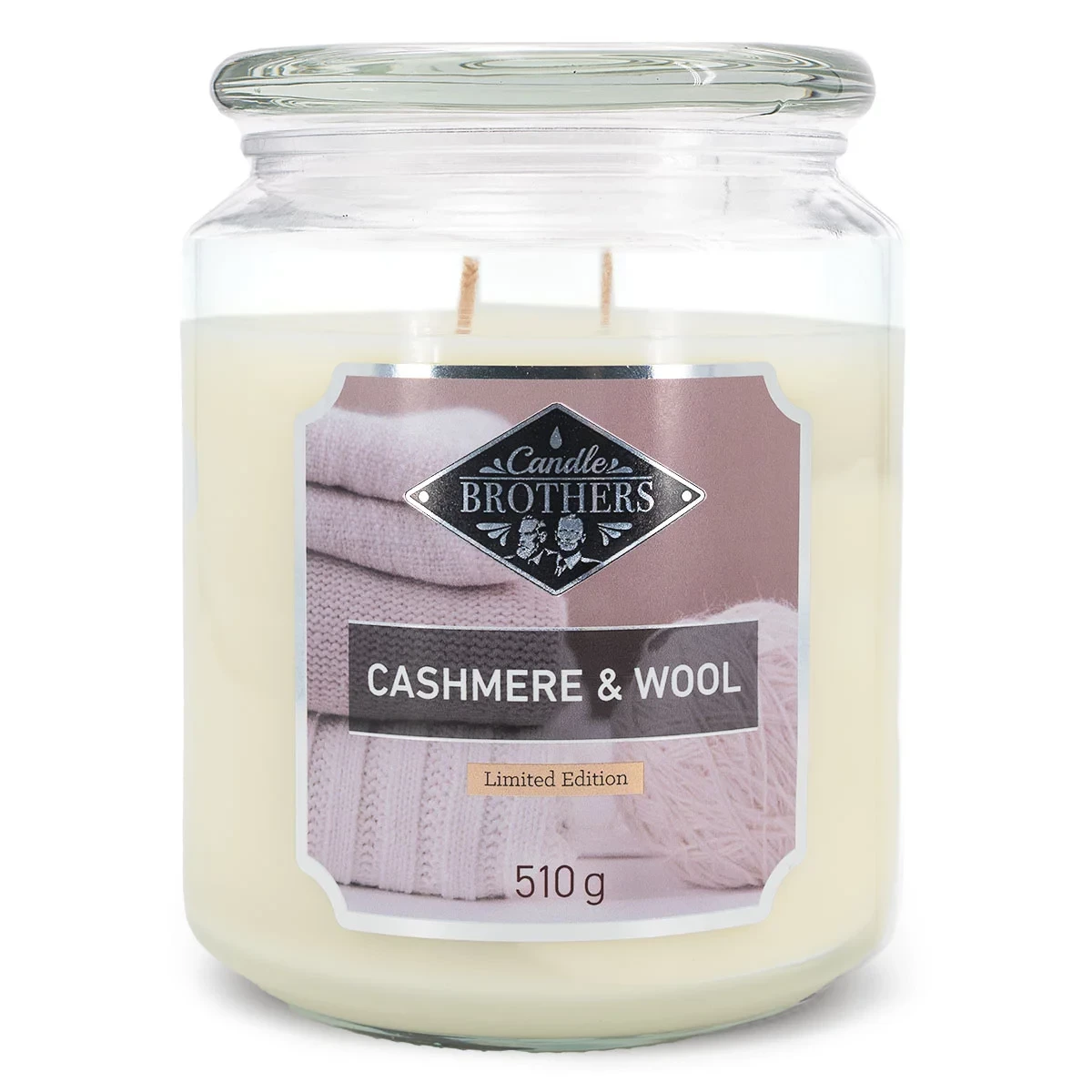 Cashmere & Wool Duftkerze 510 g Candle Brothers Cashmere & Wool Duftkerze im Glas mit Deckel und zwei Dochten