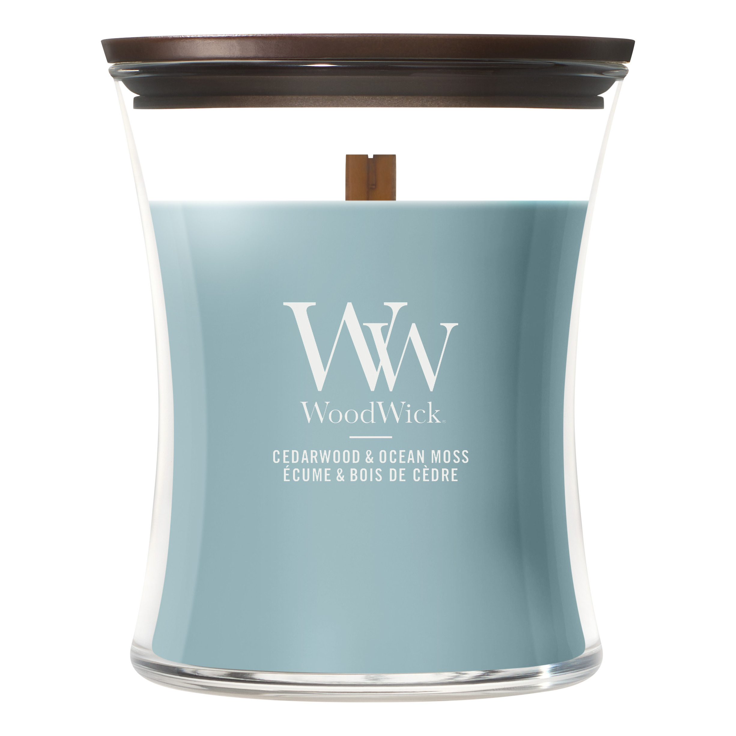 Cedarwood & Ocean Moss Kerze WoodWick Kerze Cedarwood & Ocean Moss mit Deckel und Holzdocht
