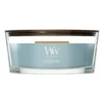 WoodWick Duftkerze Cedarwood & Ocean Moss im transparenten Glasgefäß