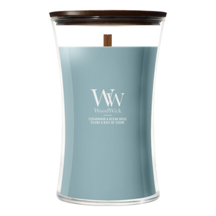 WoodWick Cedarwood & Ocean Moss Kerze mit Holzdocht und Deckel