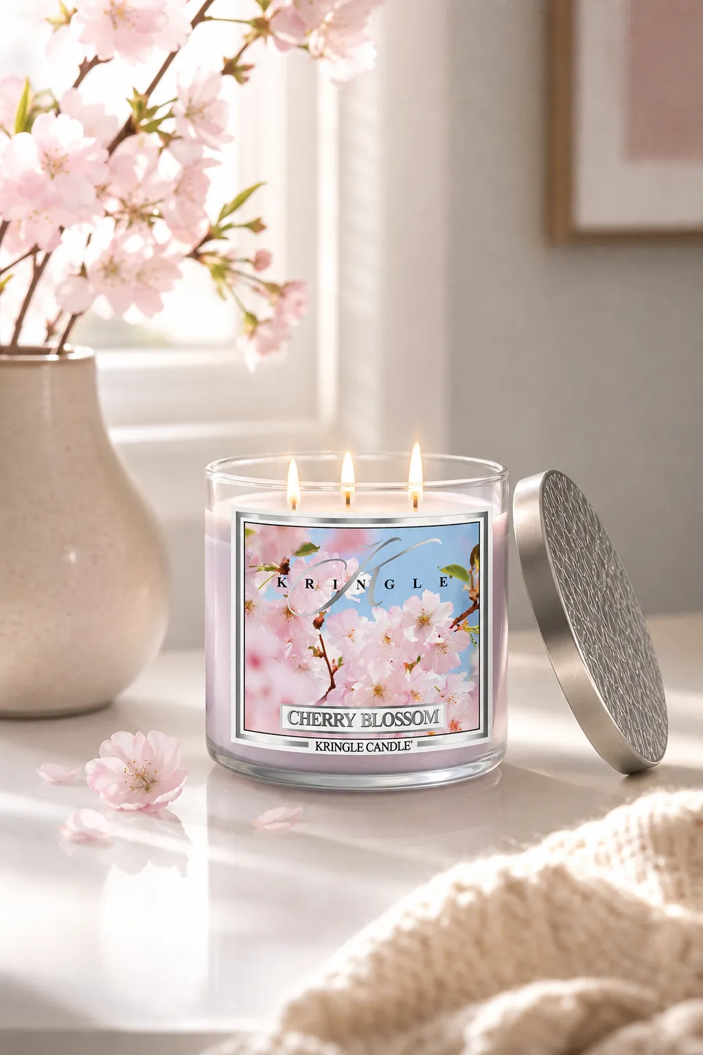 Cherry Blossom 396 g Tumbler 3-Docht in einer stimmungsvollen Anwendungsszene