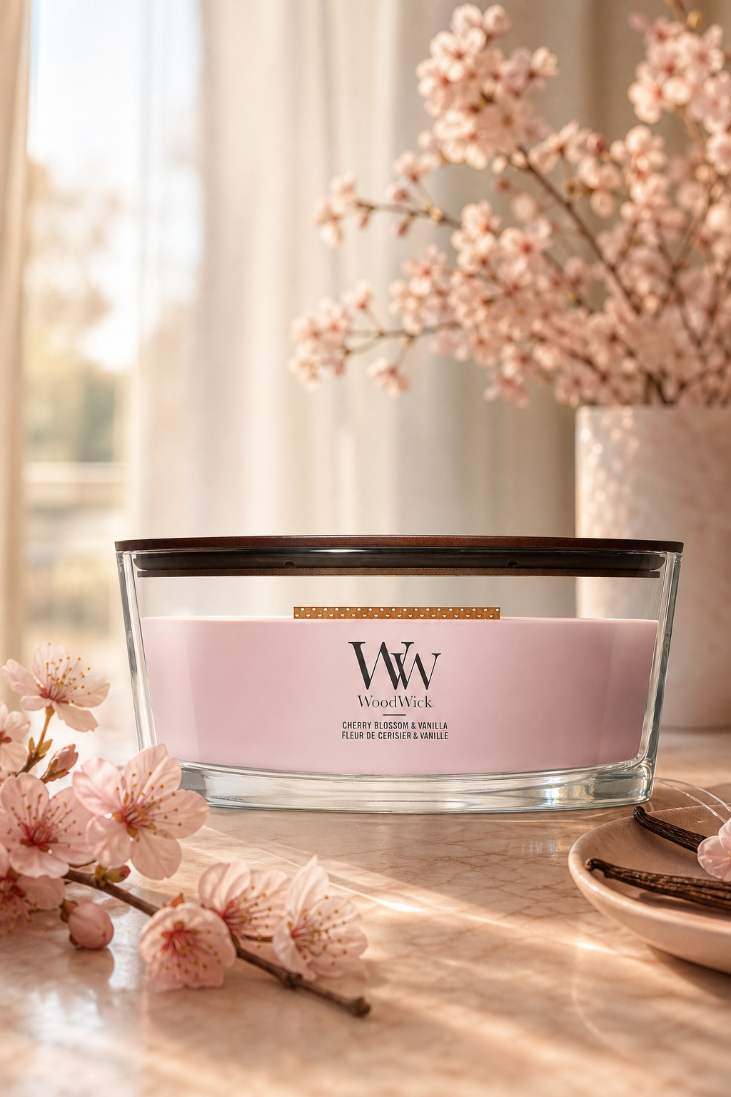 Cherry Blossom & Vanilla 454g in einer stimmungsvollen Anwendungsszene