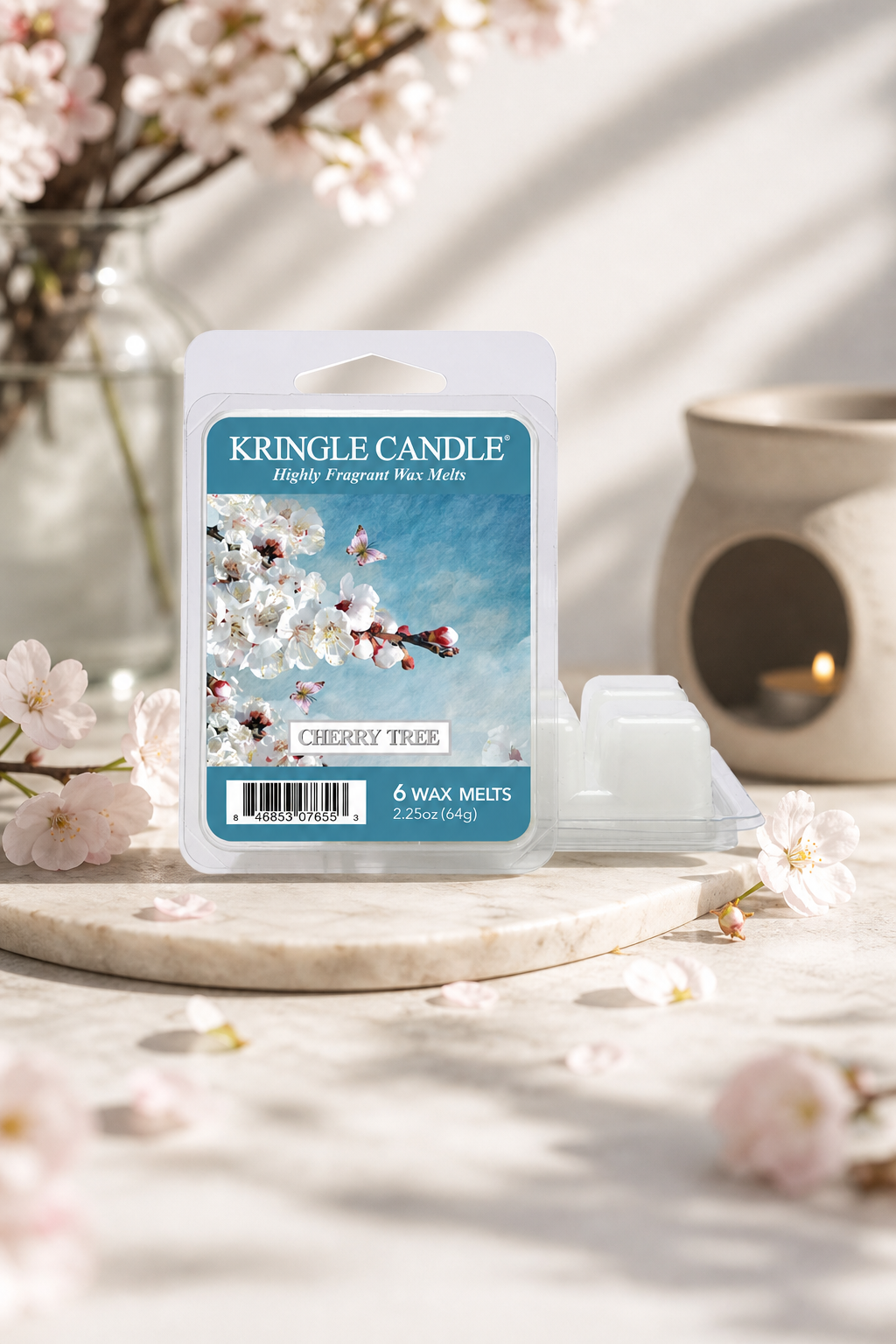 Cherry Tree Wax Melts 64g in einer stimmungsvollen Anwendungsszene